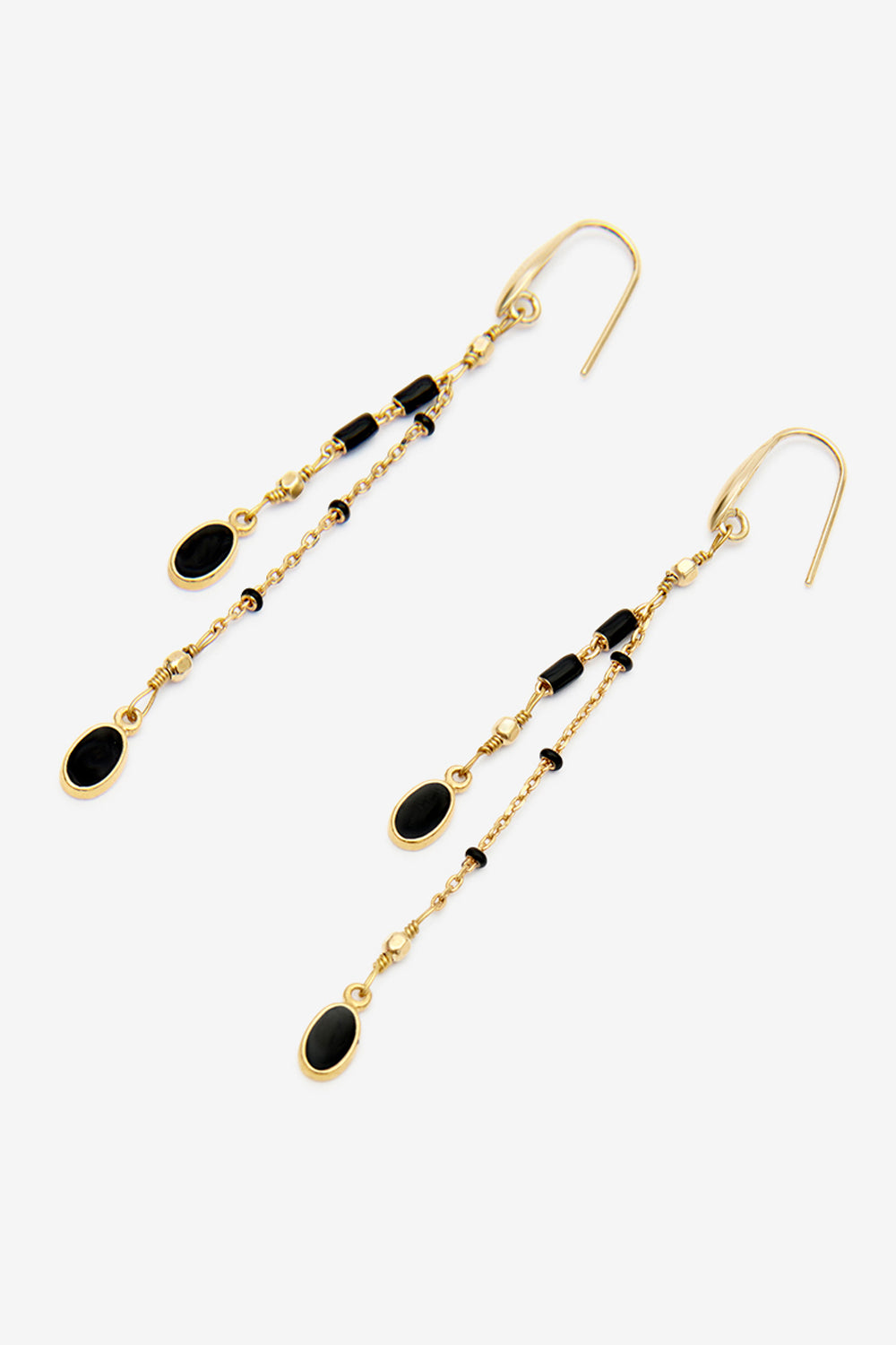 Boucles d'oreilles pendantes en laiton doré - Noir - Woman - 4