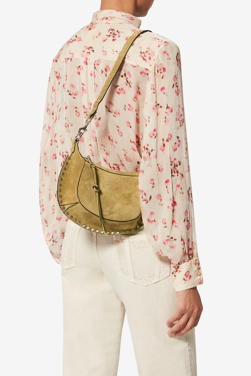 Oskan moon suede calfskin baguette handbag - Taupe - Woman - 3