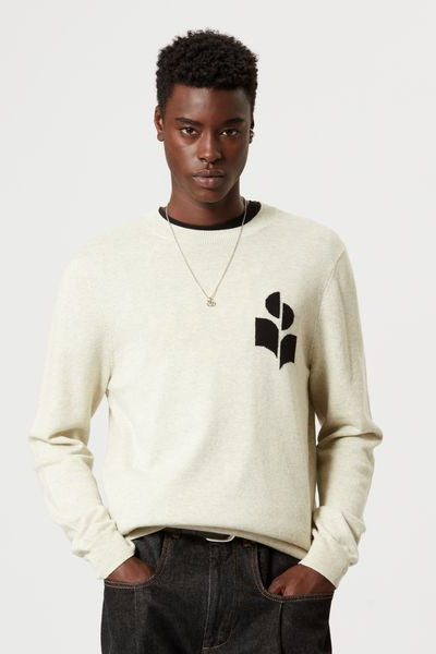 Pull evans à logo en laine et coton - Gris clair - Man - 4