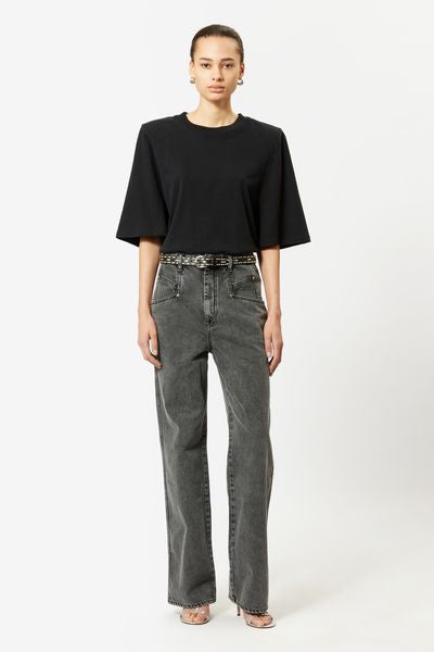 T-shirt à épaulettes en coton ben - Noir - Woman - 3