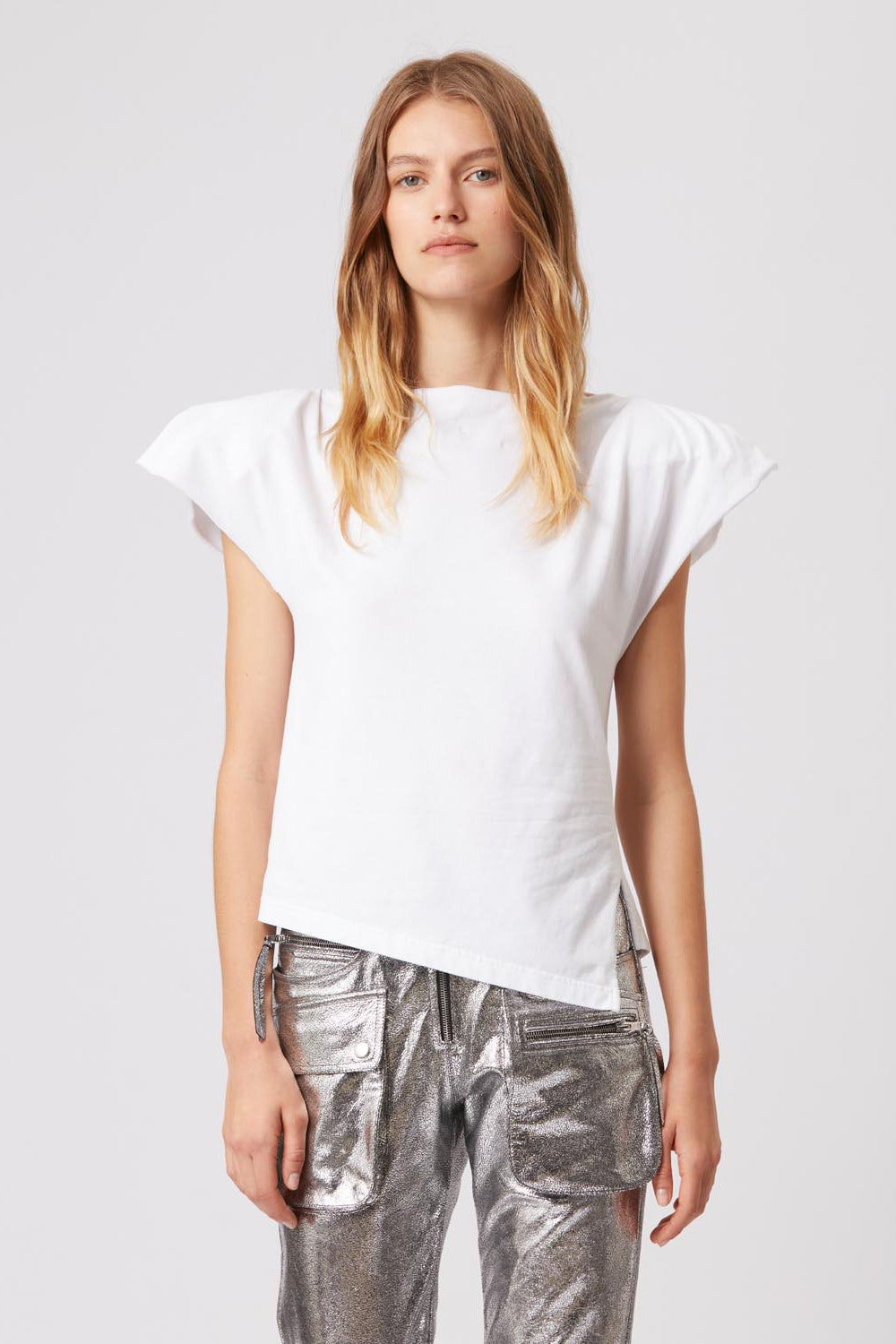 T-shirt asymétrique en coton uni sebani - Blanc - Woman - 4