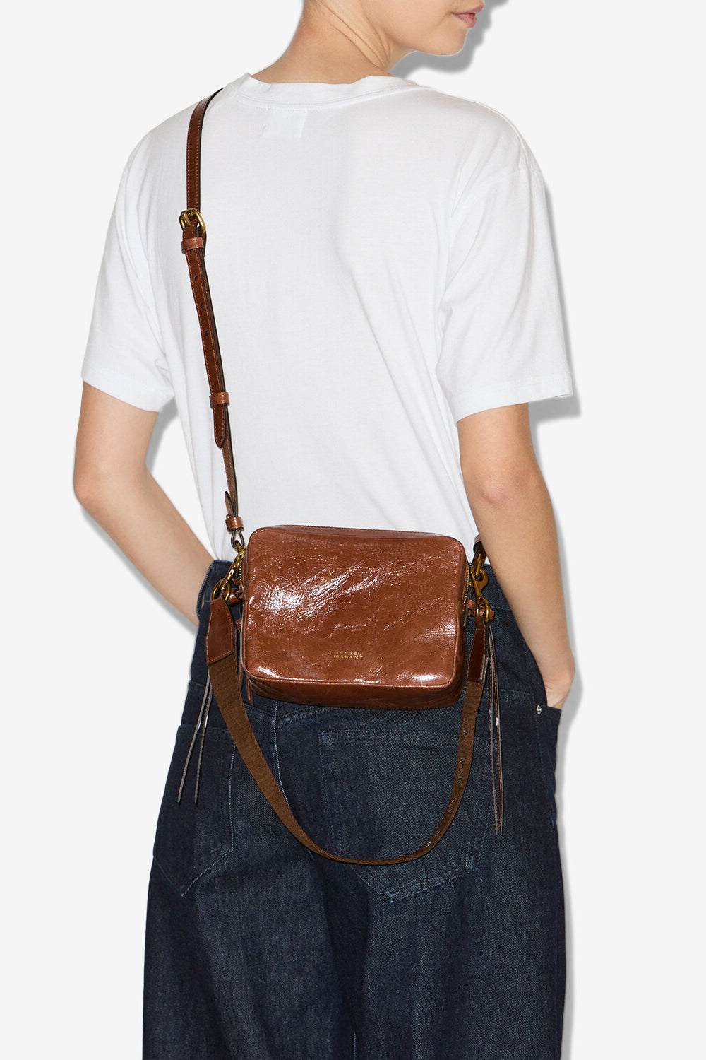 Wardy camera shiny leather bag - Chocolate - Woman - 4