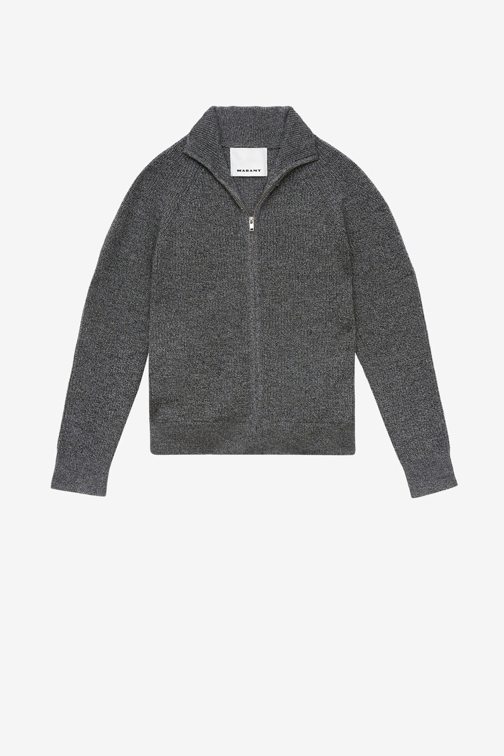Cardigan zippé benett en laine côtelée - Gris foncé - Man - 1