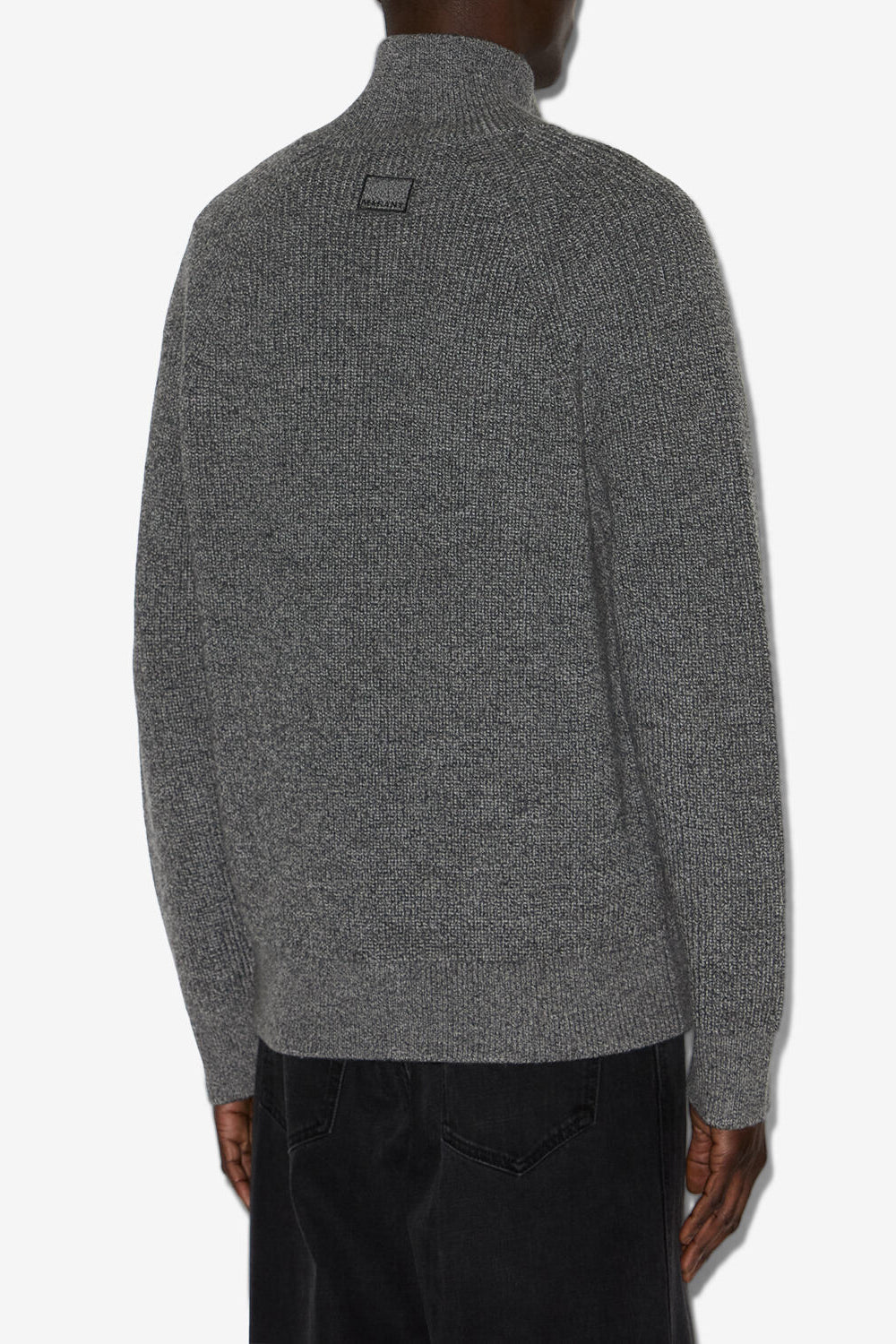 Cardigan zippé benett en laine côtelée - Gris foncé - Man - 5