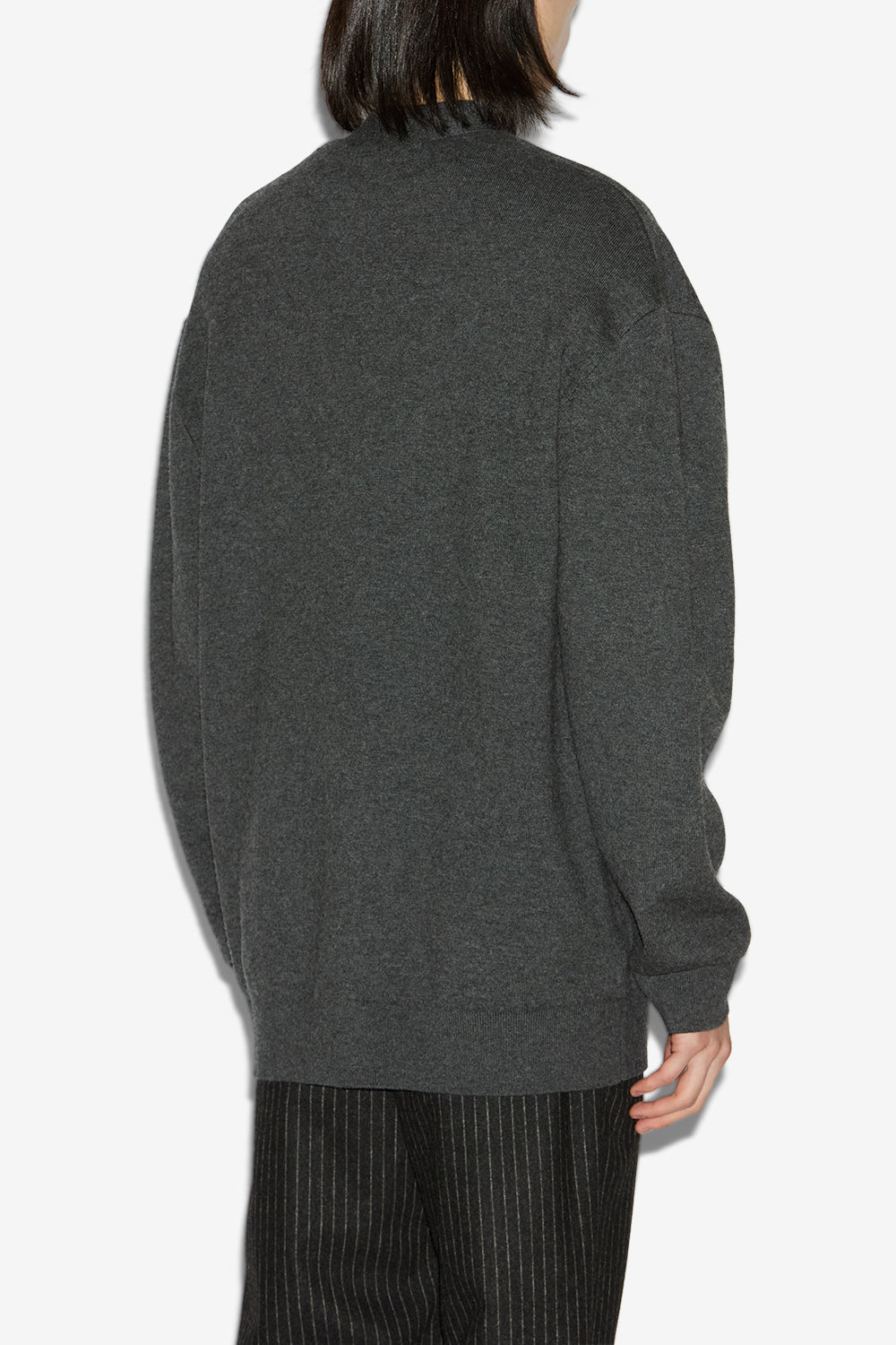 Cardigan curtis à logo en laine et coton - Anthracite - Man - 5