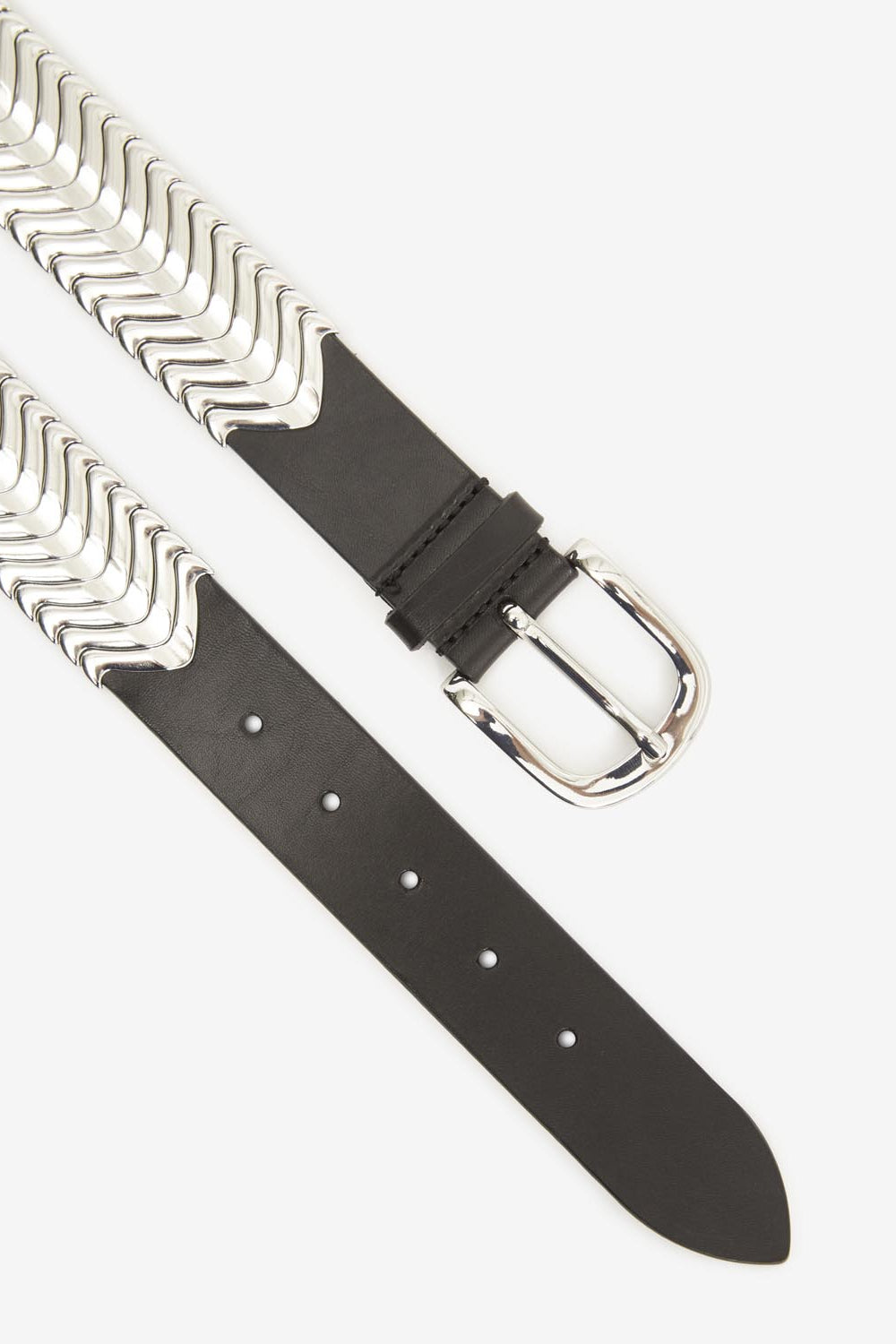 Tehora 송아지 가죽 벨트 - Black and silver - Woman - 8