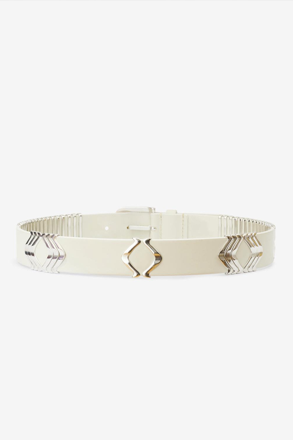 Tehora leather bucle belt - Chalk-silver - Woman - 5