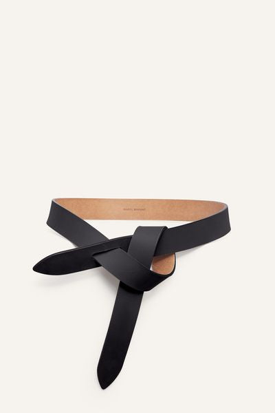 Cinturón para anudar lecce de cuero suave liso - Black and natural - Woman - 5