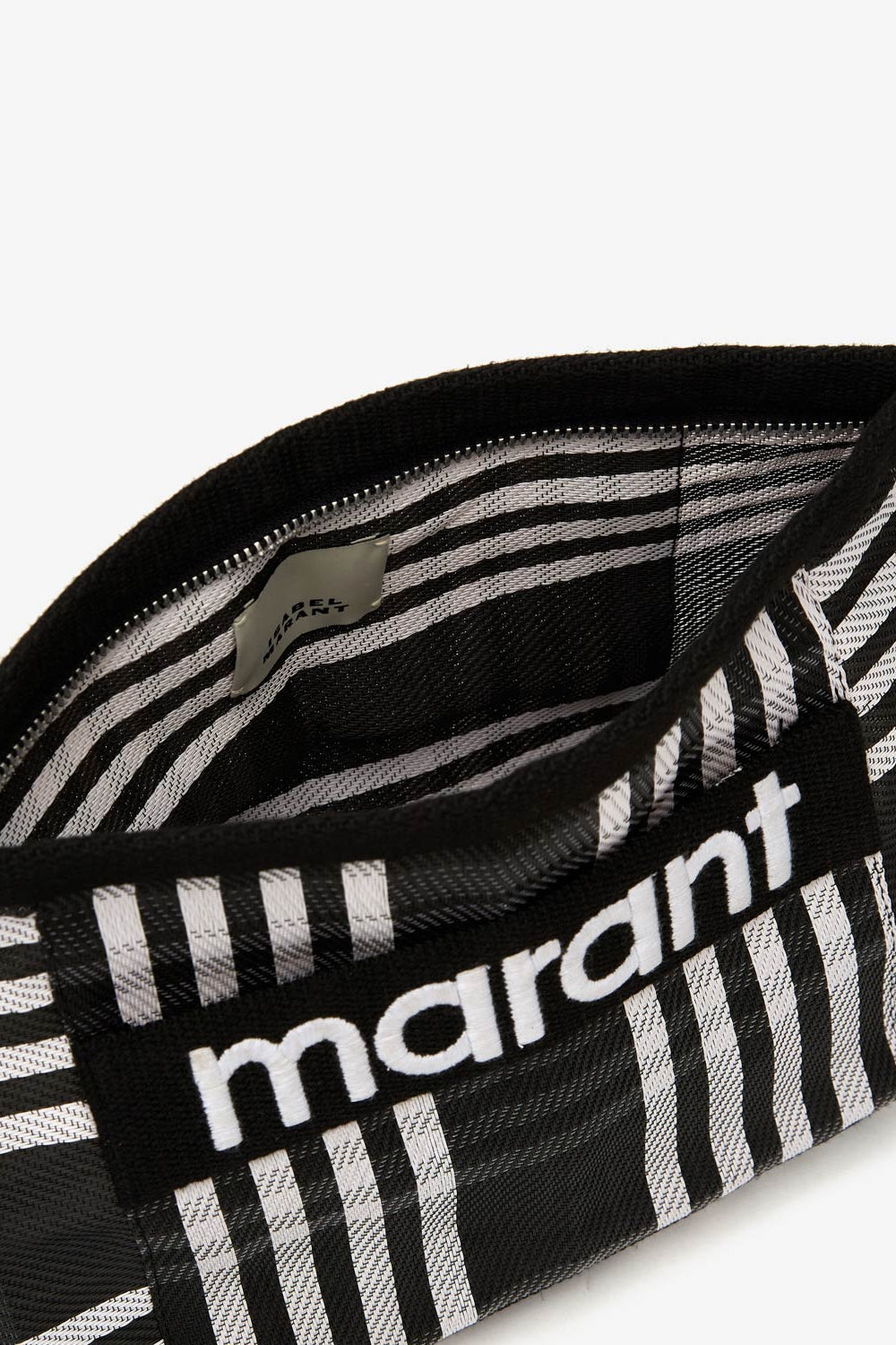 Powden striped nylon clutch bag - Black-white - Woman - 3