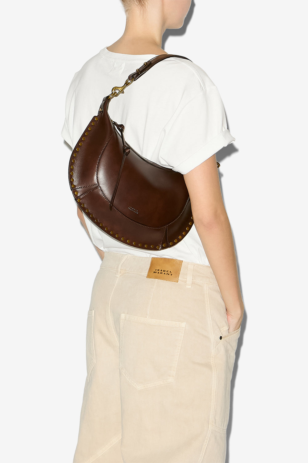 Bolso de mano y hombro de piel de becerro naoko - Chocolate - Woman - 2