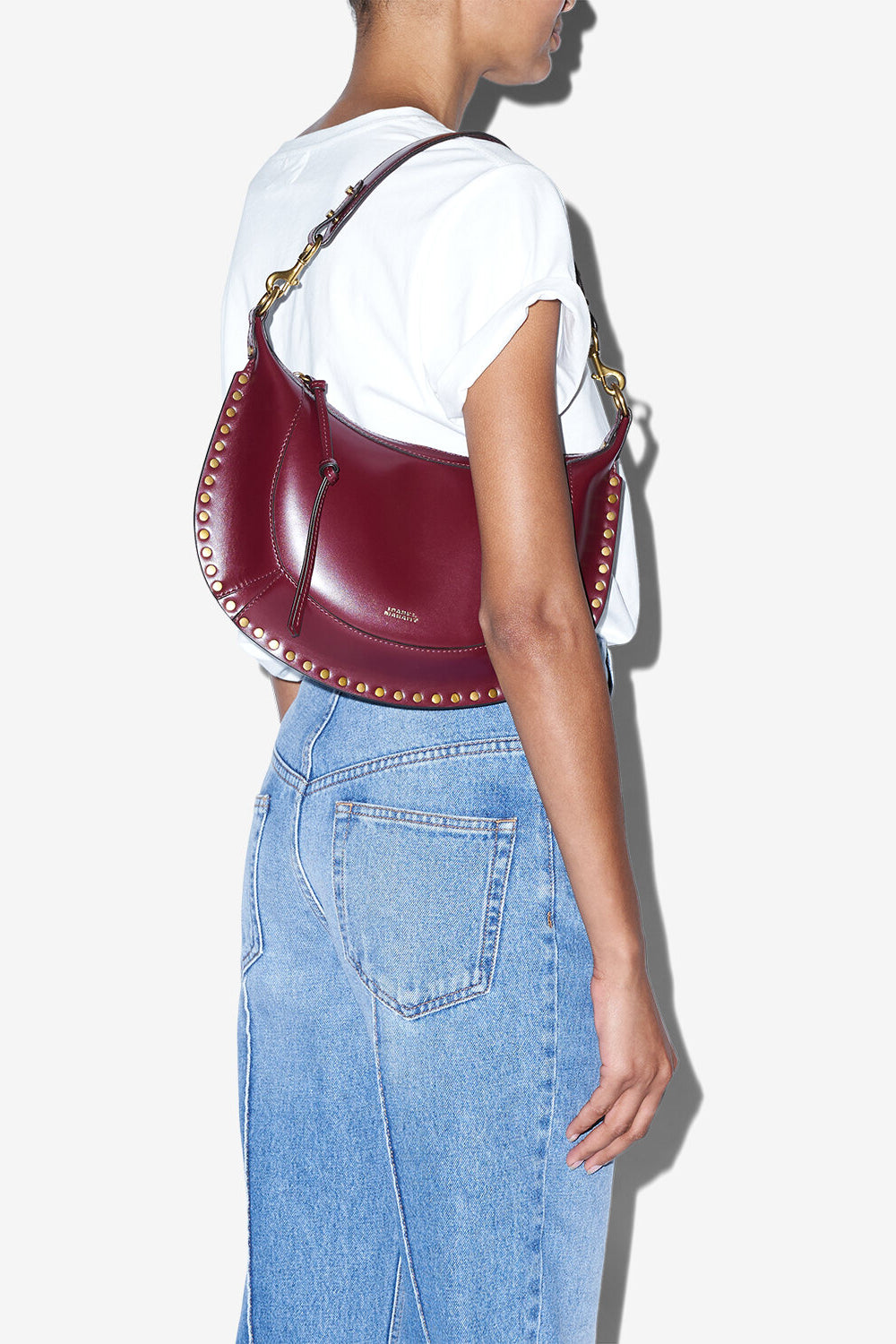 Sac en cuir à clous naoko - Bordeaux - Woman - 2