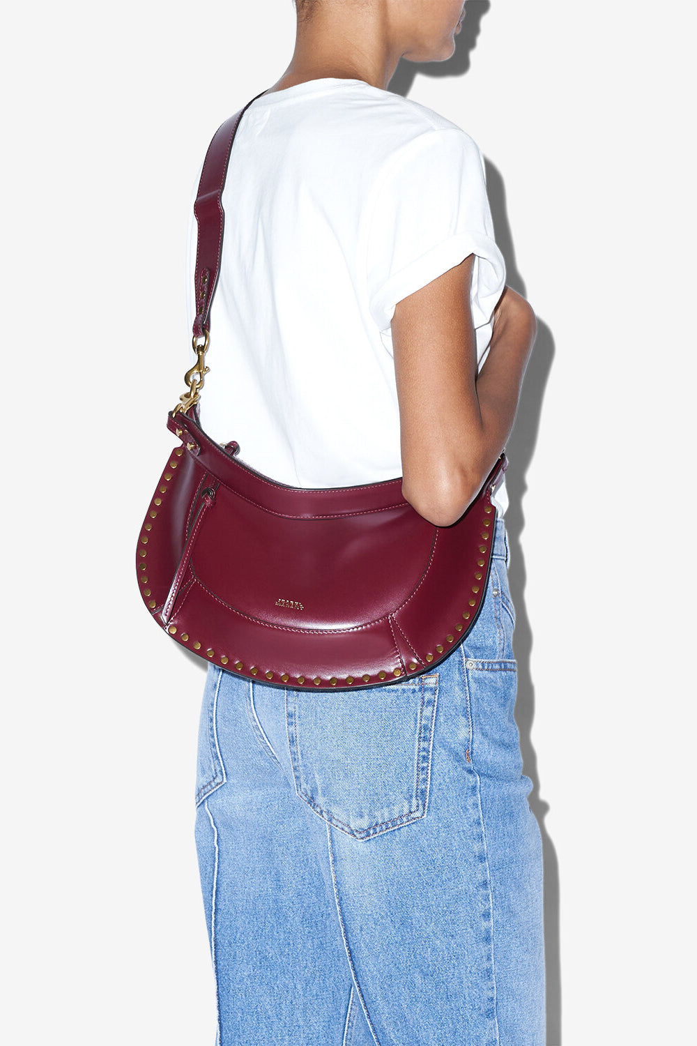 Sac en cuir à clous naoko - Bordeaux - Woman - 7