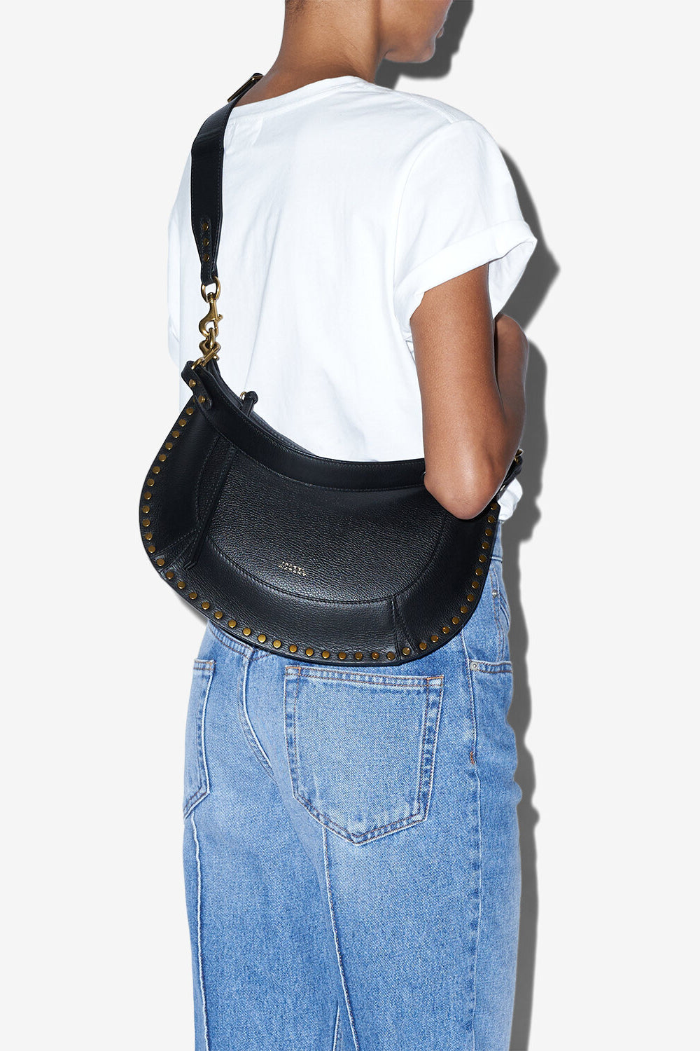 Grained leather bag with studs naoko - Black - Woman - 7