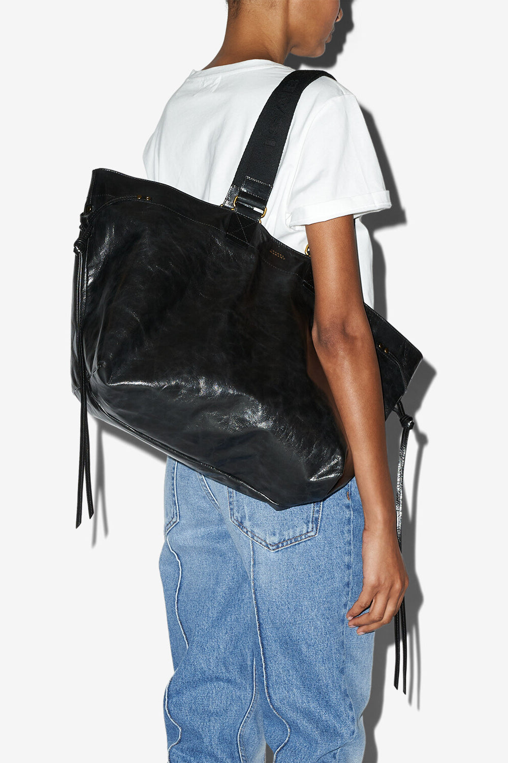 Wardy large tote bag in soft leather - Black - Woman - 3