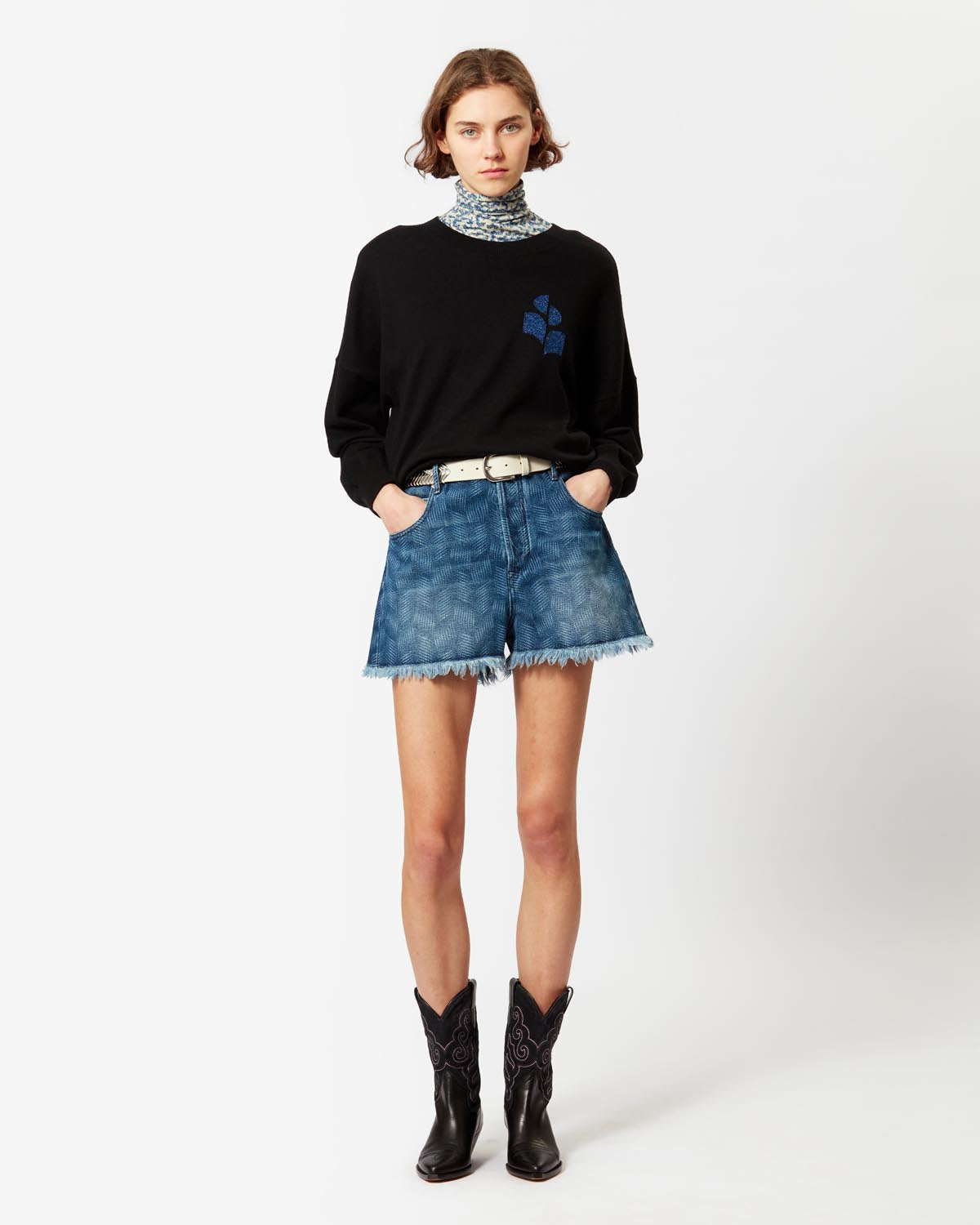 Marisans sweater Woman Black-blue 2