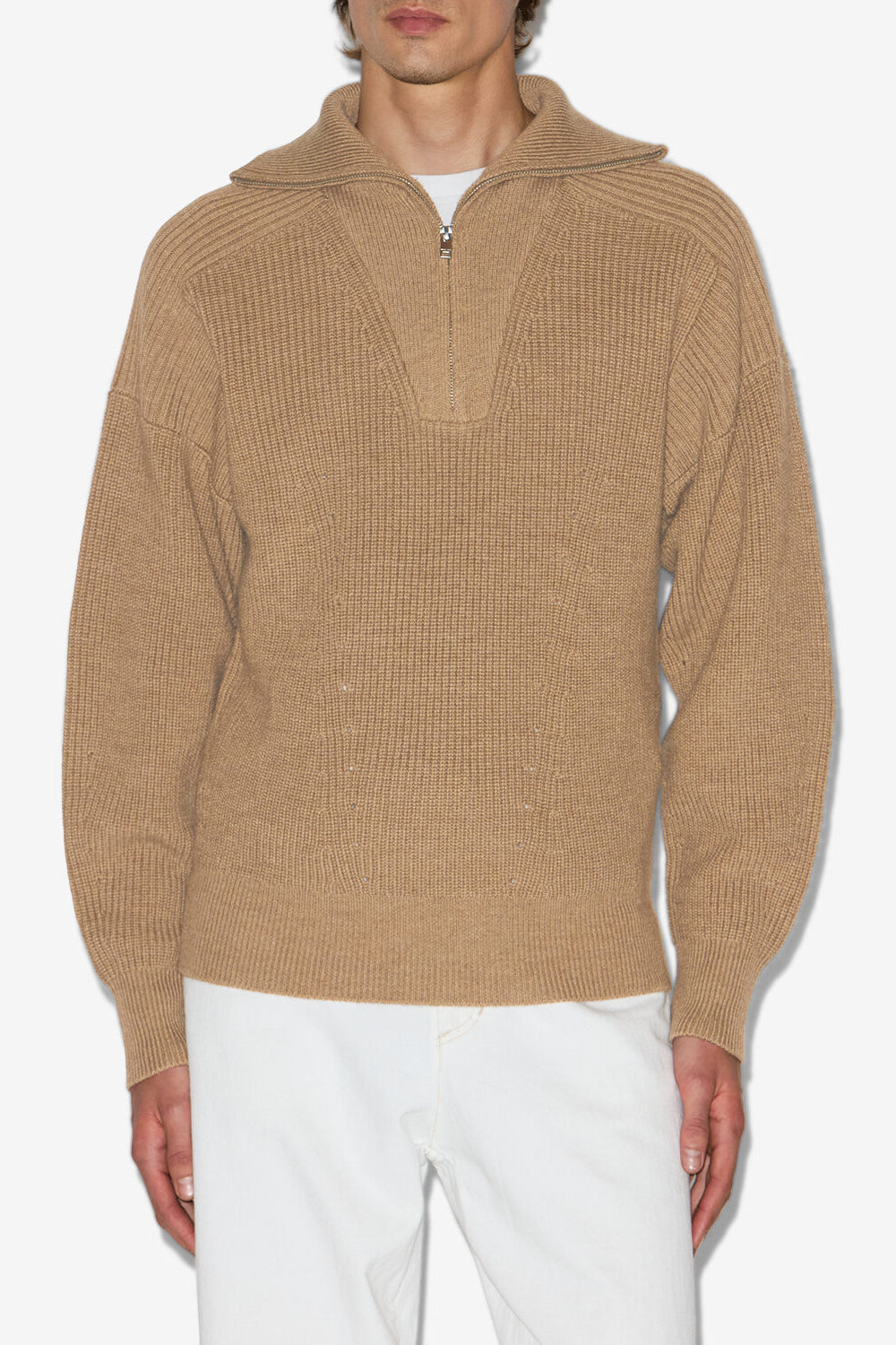 Pull à col camionneur benny en laine - Camel - Man - 4