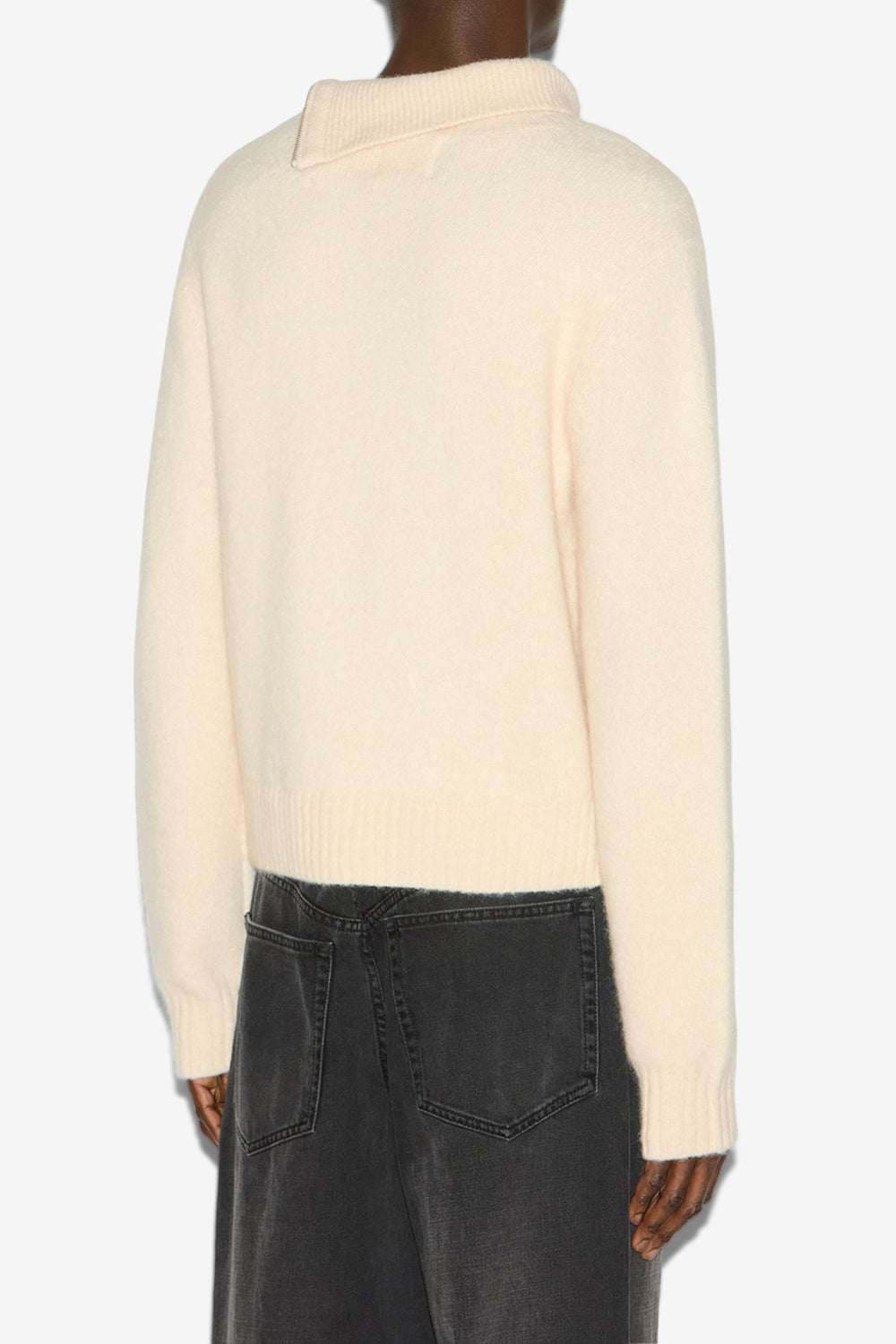 Pull aliocha en maille alpaga unie à col montant - Écru - Man - 5