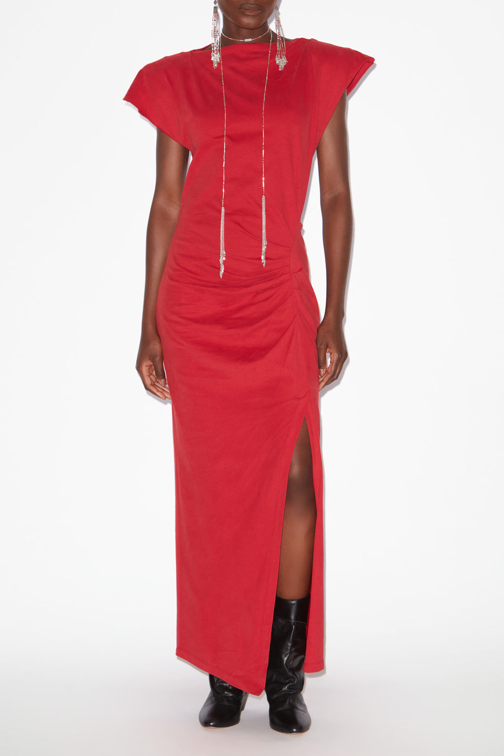 Vestido largo de punto nadela - Rojo - Woman - 2