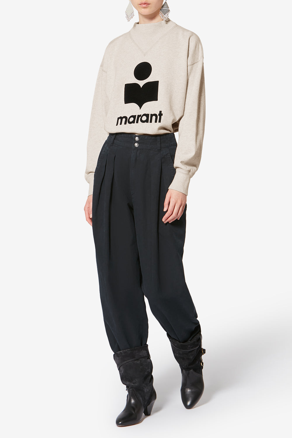 Moby cotton sweatshirt with logo - Ecru - Woman - 2