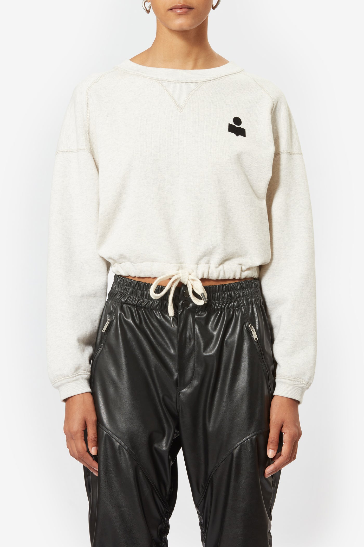 Sweatshirt court à logo margo en coton - Écru - Woman - 4