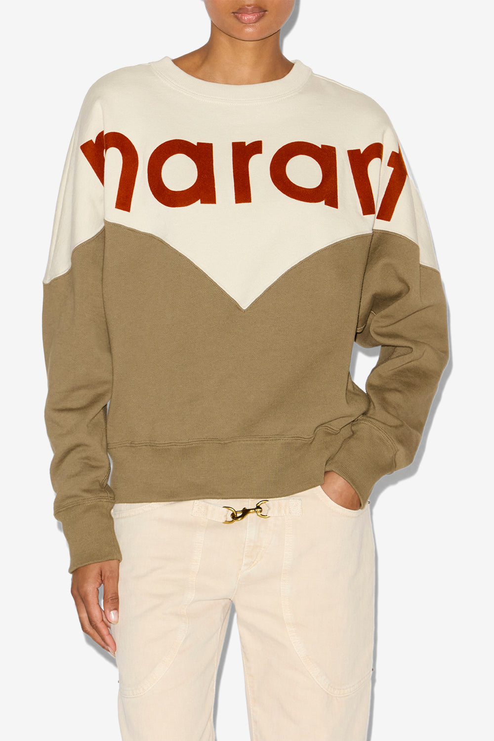 Sweatshirt houston en coton à logo - Ecru-dark khaki - Woman - 3