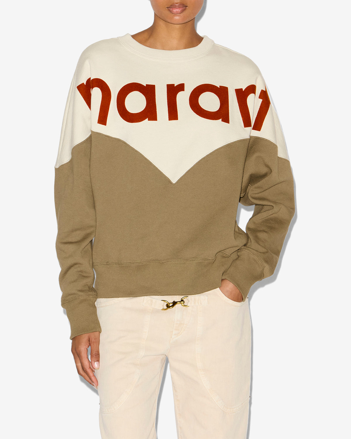 Felpa houston Woman Ecru-dark khaki 4