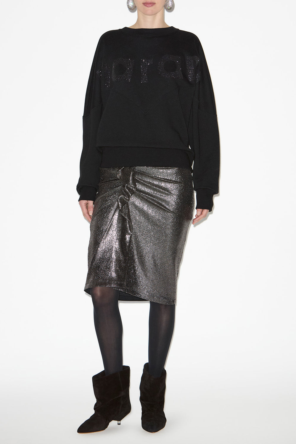 Houston cotton sweatshirt with logo - Black - Woman - 2