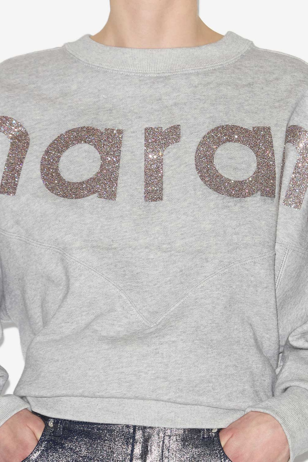 Houston cotton sweatshirt with logo - Gray-silver - Woman - 3