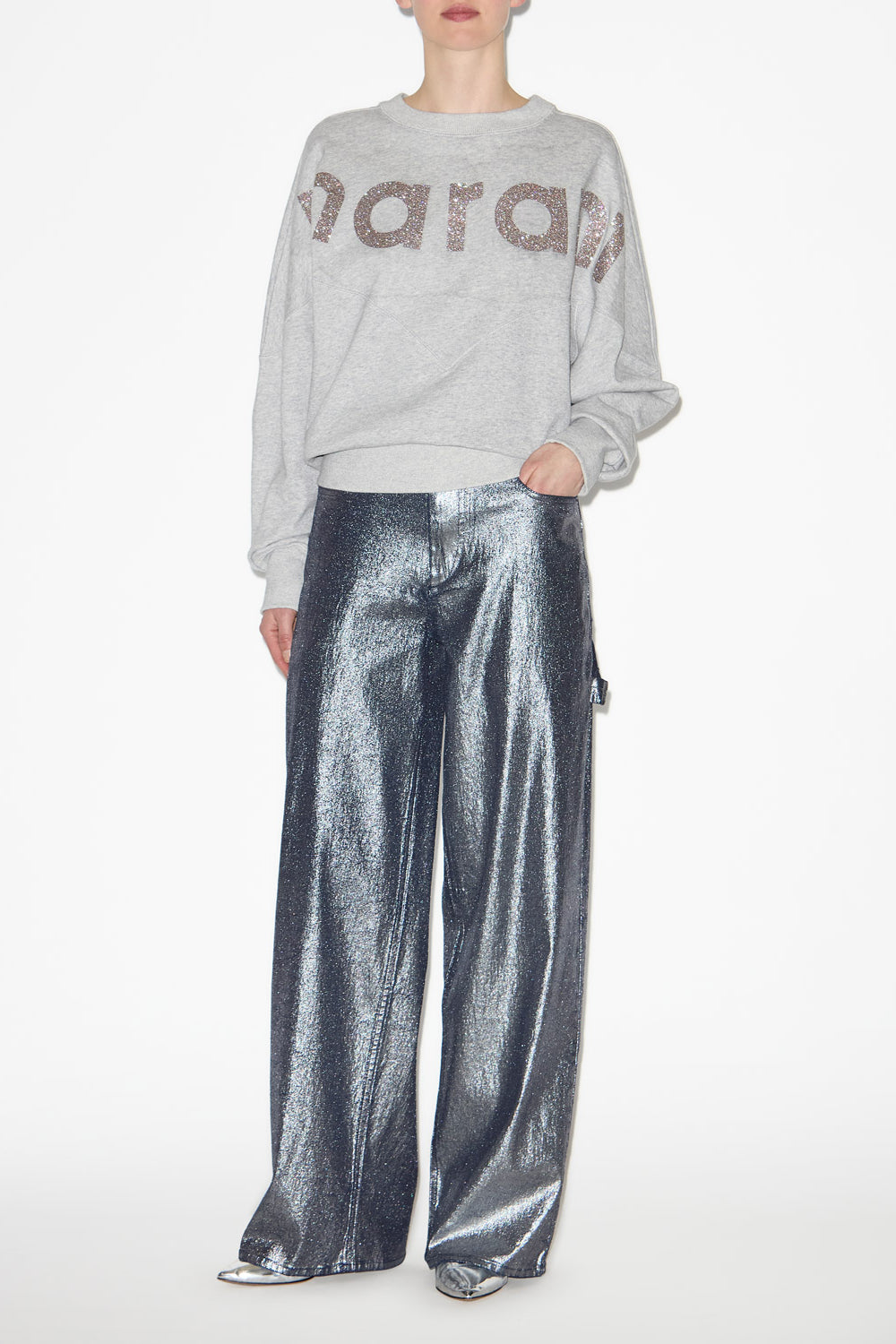 Houston cotton sweatshirt with logo - Gray-silver - Woman - 2