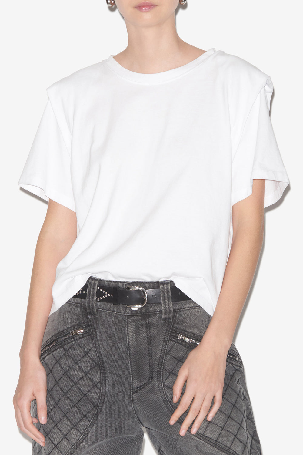 Zelitos short-sleeve t-shirt in plain-colored cotton - White - Woman - 4