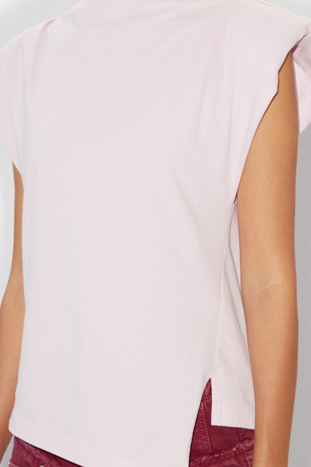 T-shirt asymétrique en coton uni sebani - Rose clair - Woman - 4