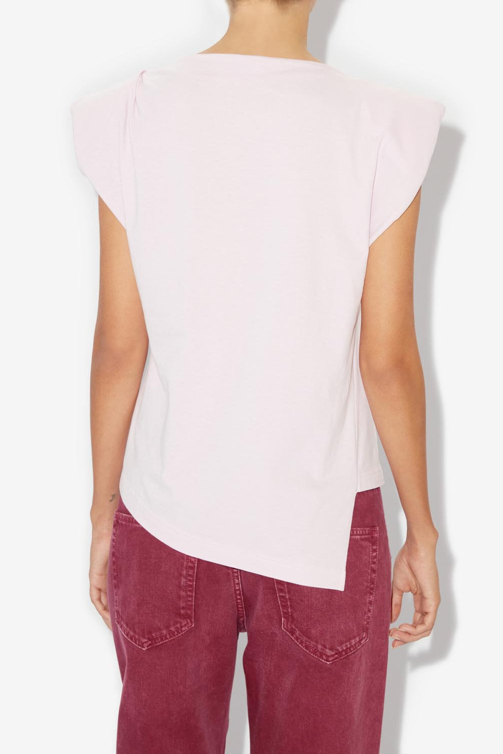 T-shirt asymétrique en coton uni sebani - Rose clair - Woman - 7
