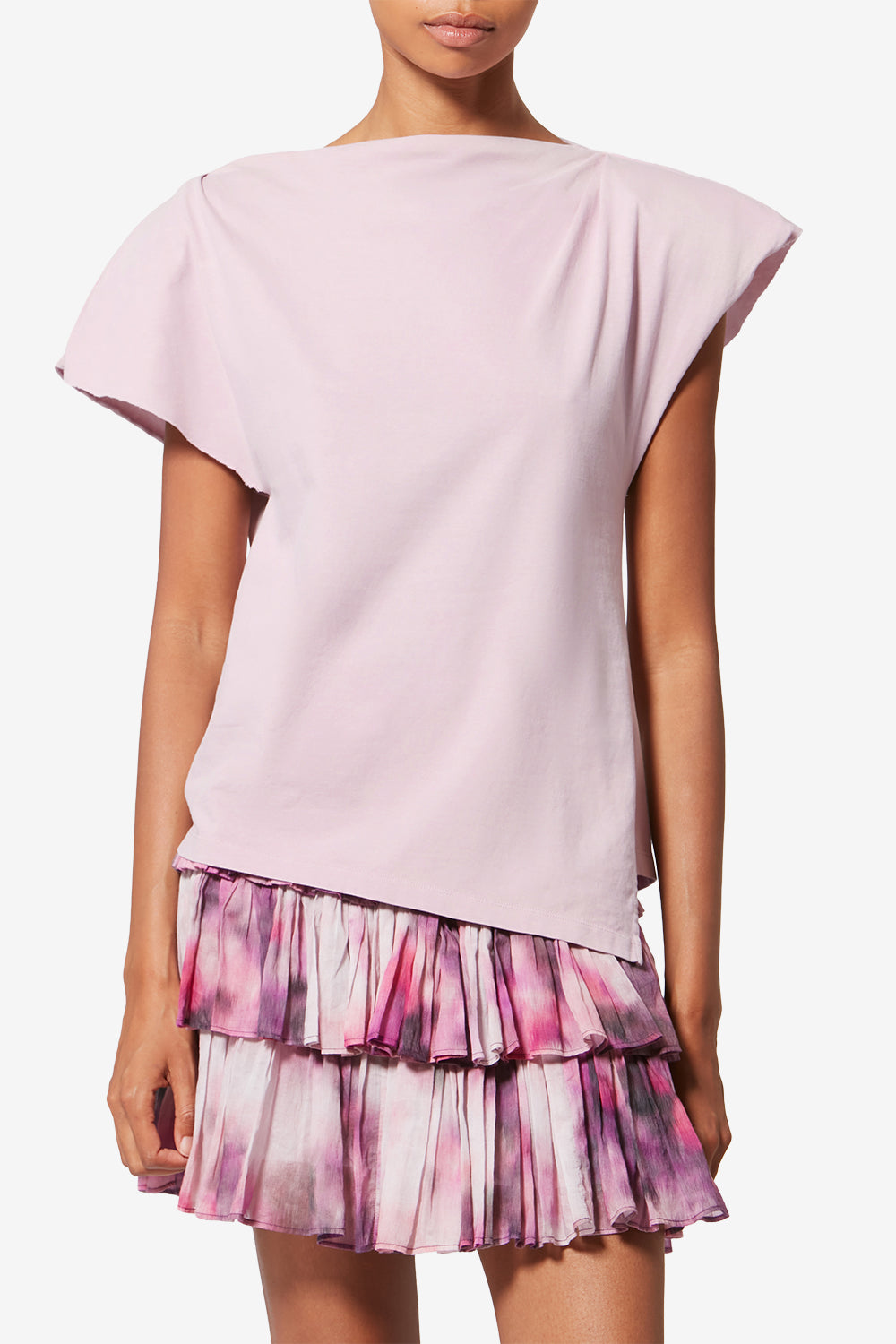 T-shirt asymétrique en coton sebani - Rose pâle - Woman - 4