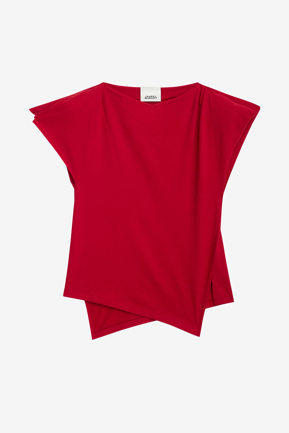 T-shirt asymétrique sebani en coton uni - Rouge - Woman - 1