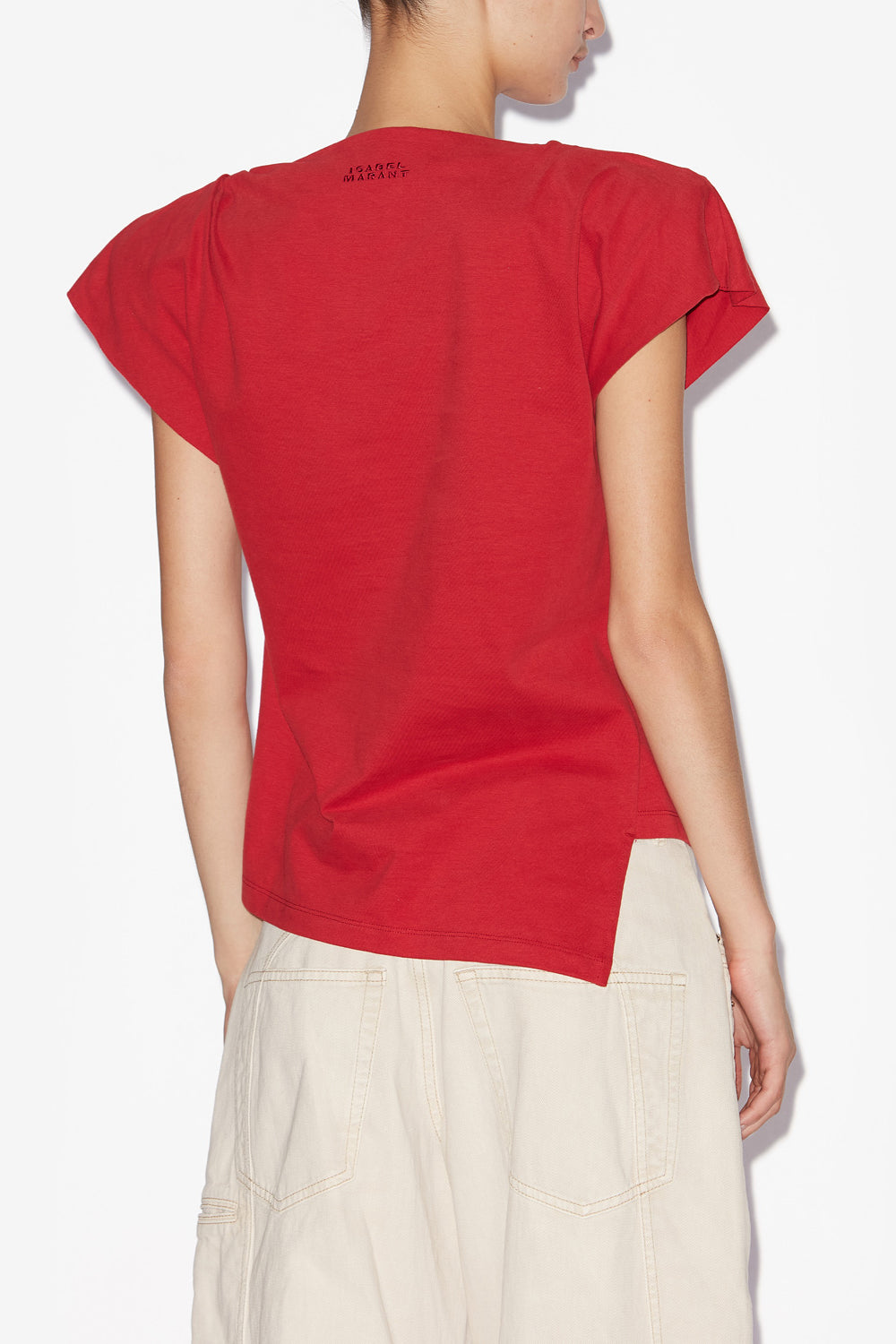 T-shirt asymétrique sebani en coton uni - Rouge - Woman - 5
