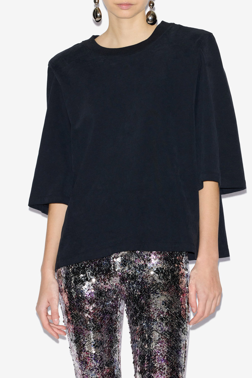 T-shirt à épaulettes en coton ben - Noir - Woman - 8