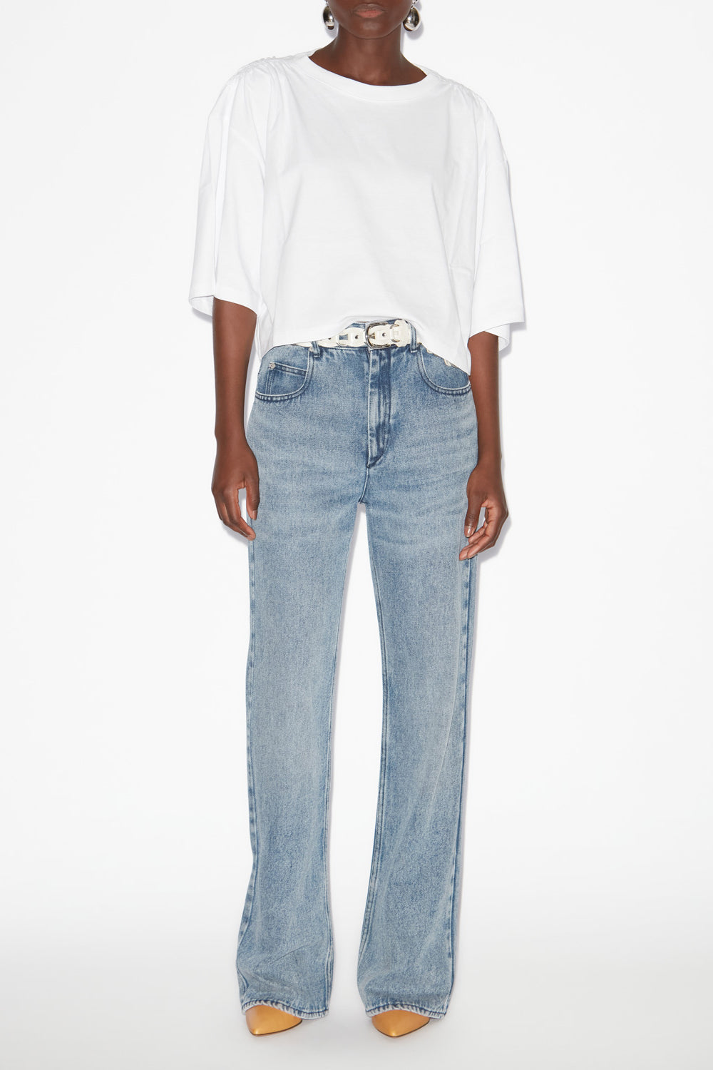 T-shirt court en coton uni laurea - Blanc - Woman - 2