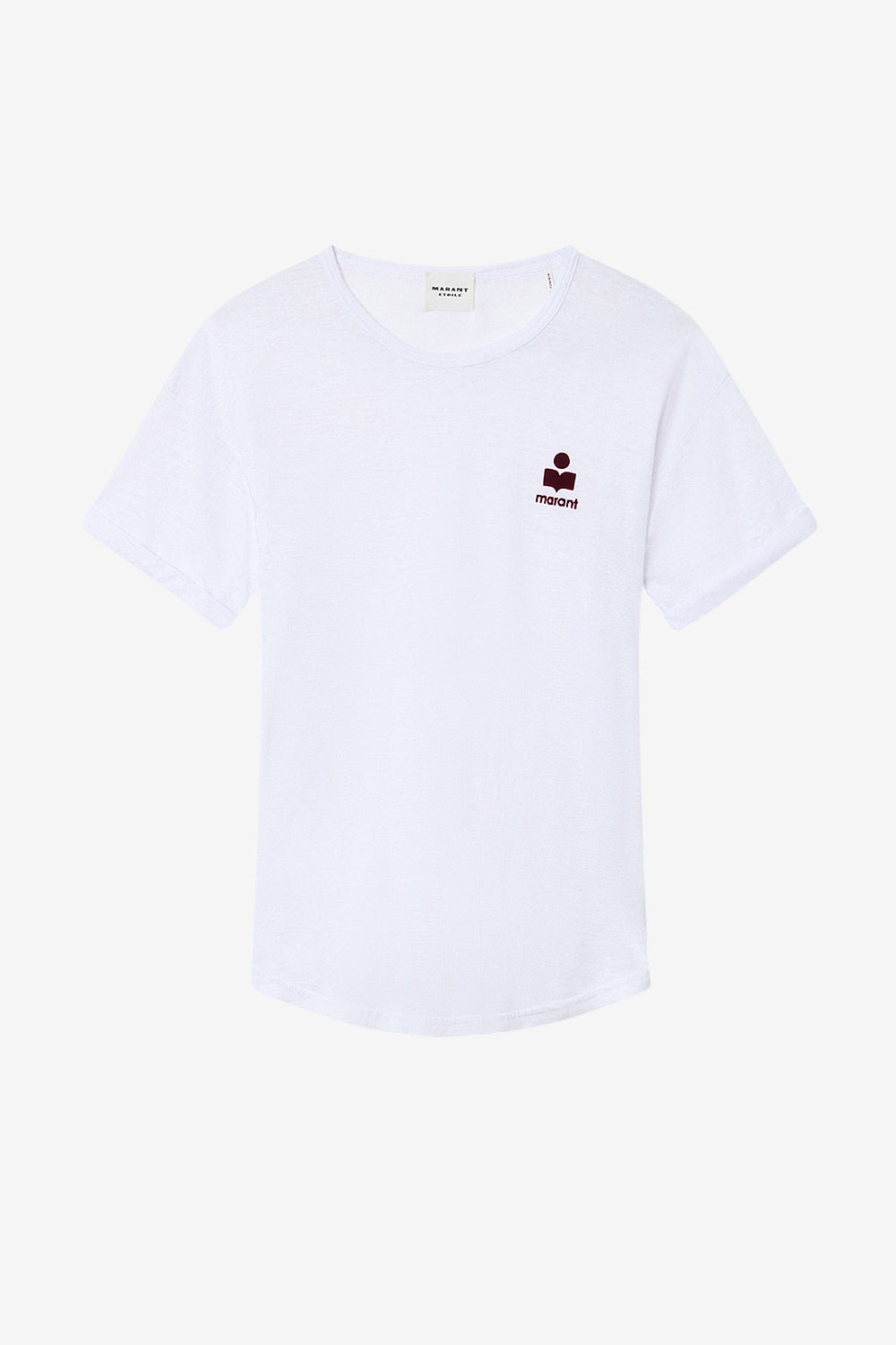 Koldia linen t-shirt with logo - White-burgundy - Woman - 1