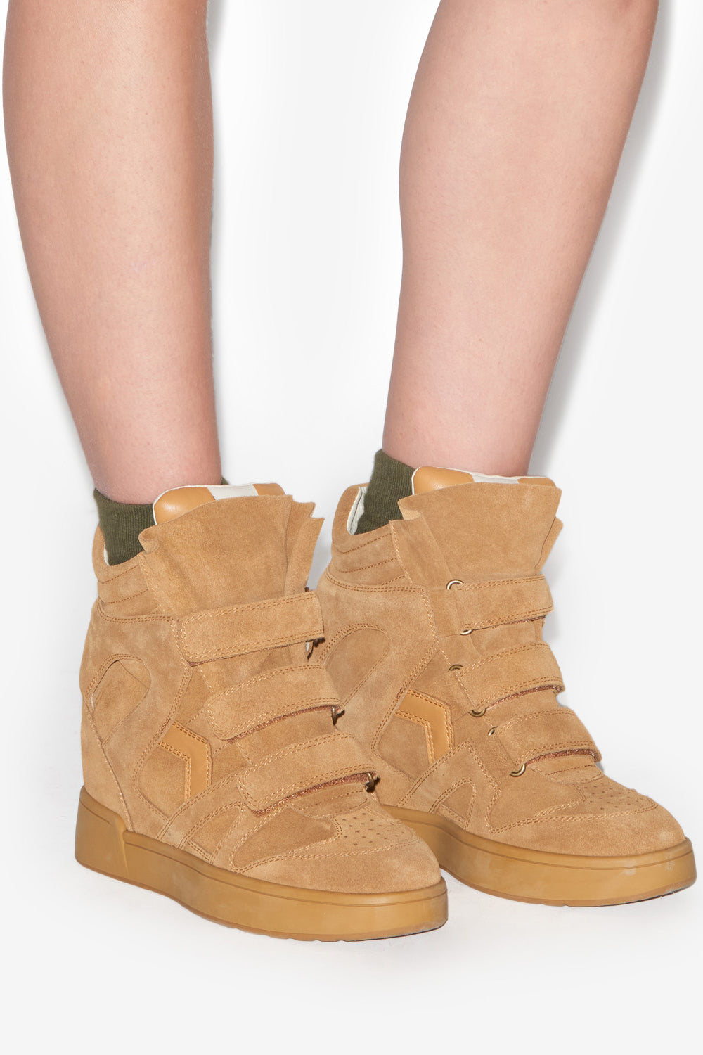 Sneakers alte con zeppa in pelle im3 - Cognac - Woman - 5