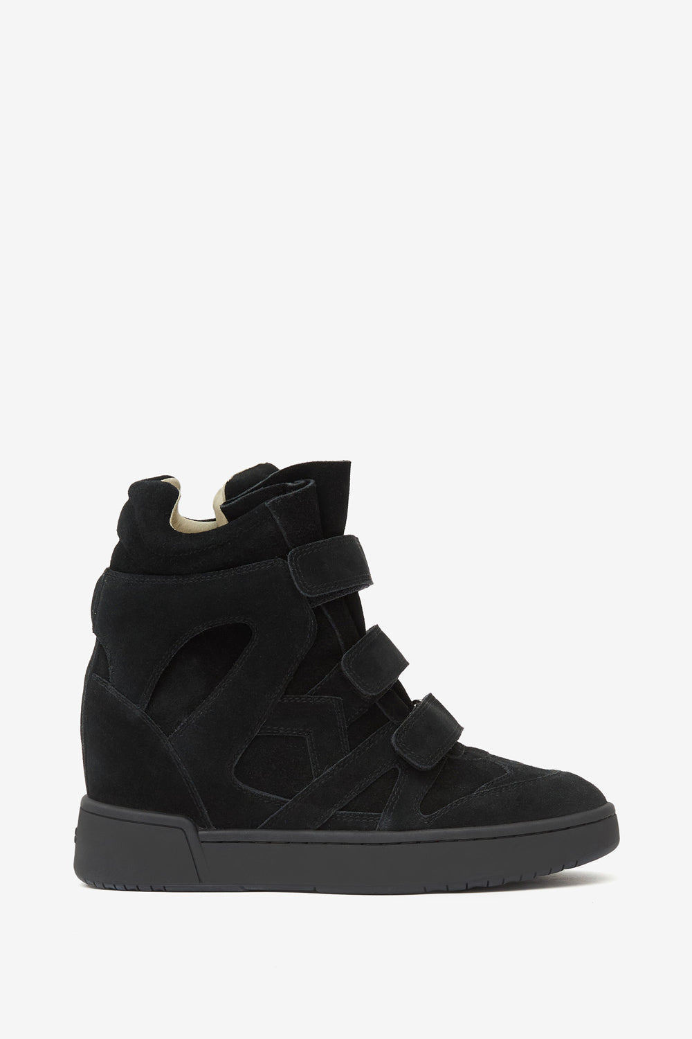 High-top leather wedge sneakers - Black - Woman - 1