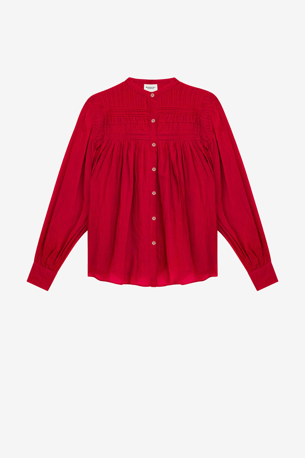 Blouse plalia en voile de coton froncé - Rouge - Woman - 1