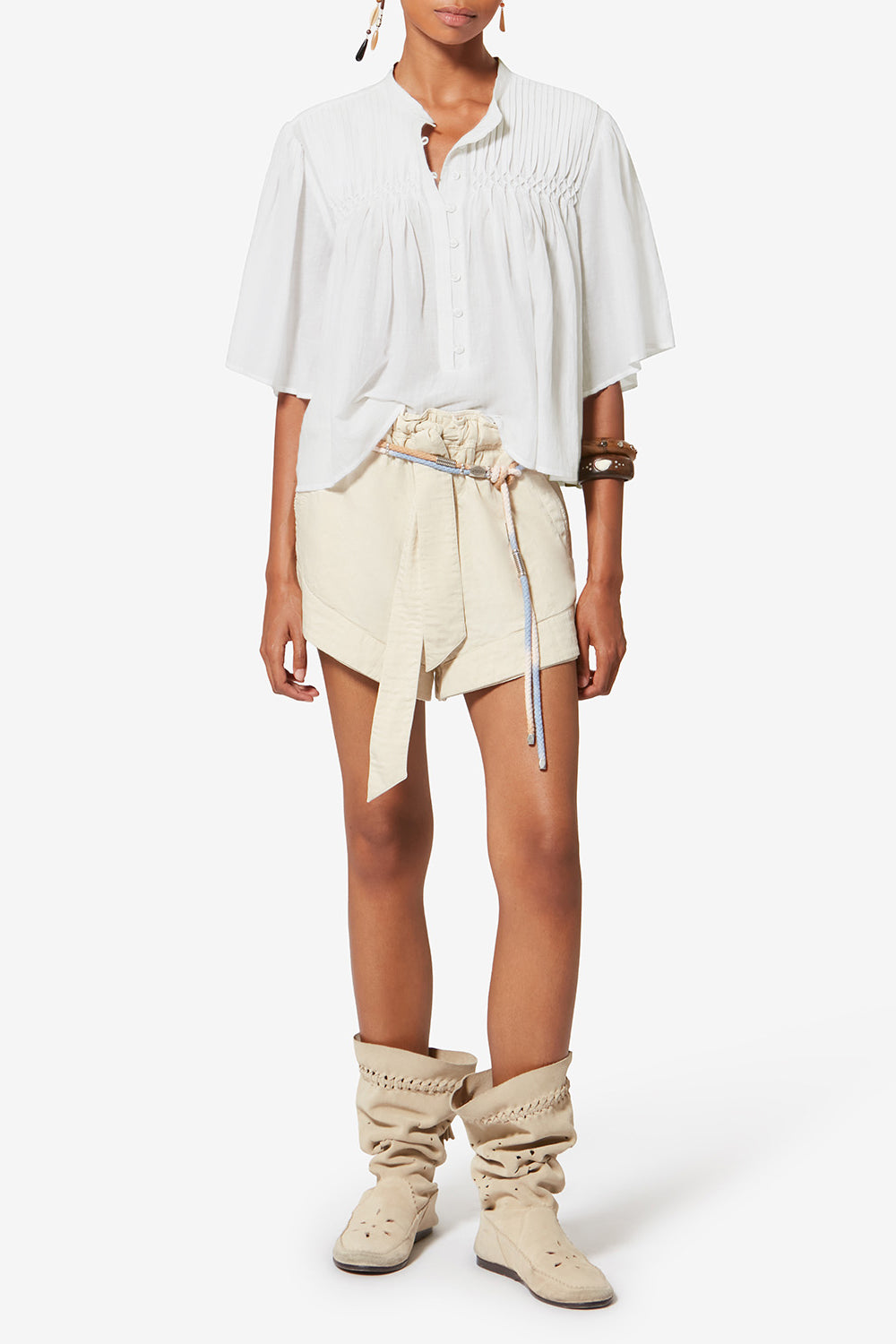 Destiny smocked cotton voile top - White - Woman - 2