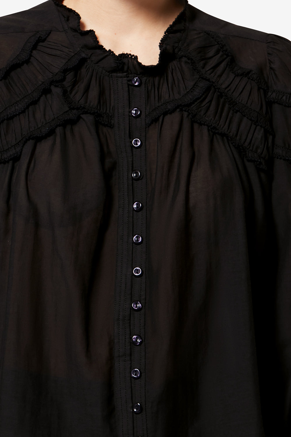 Blouse en coton froncé christa - Noir - Woman - 3