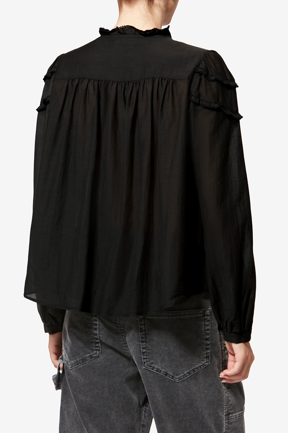Blouse en coton froncé christa - Noir - Woman - 5