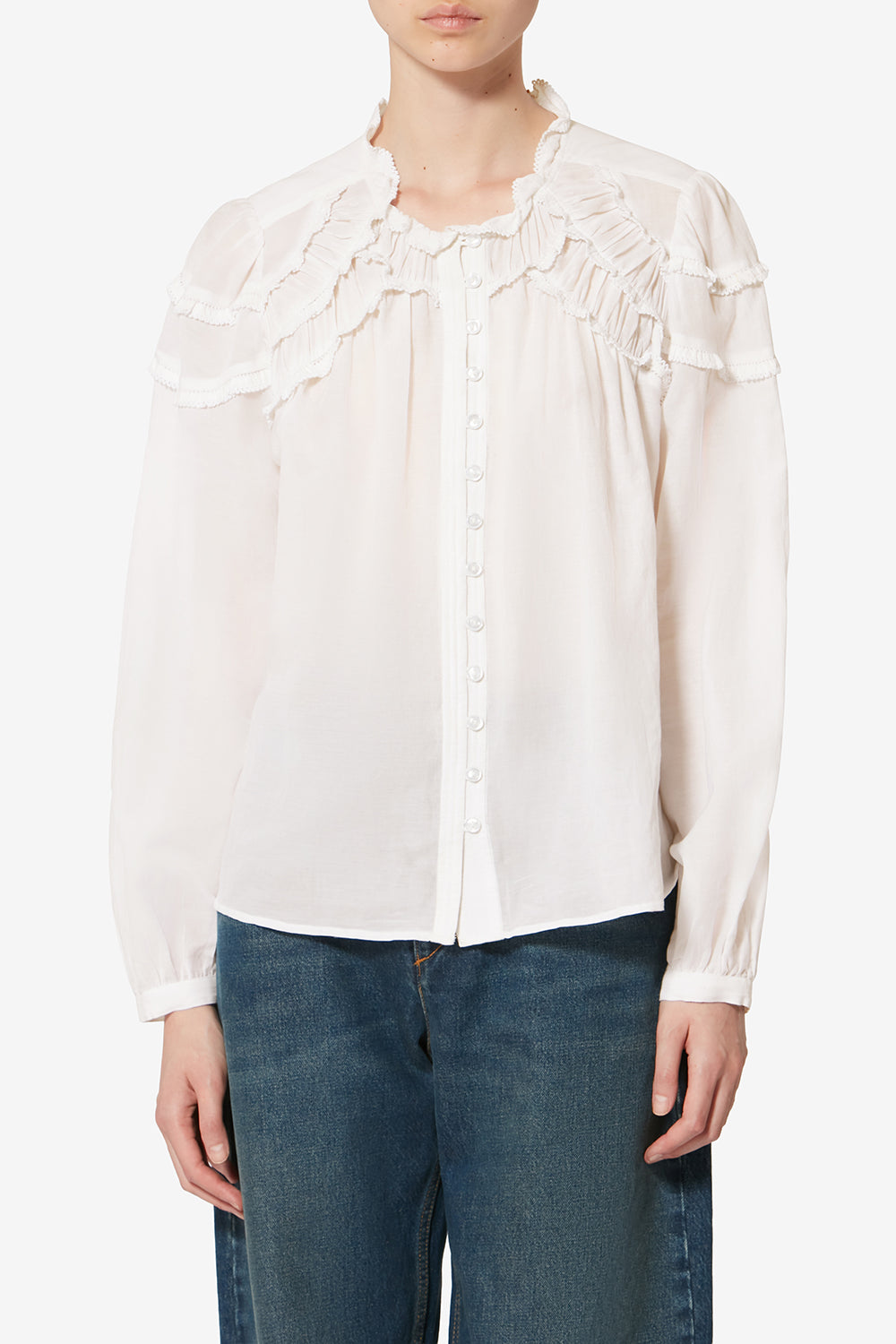 Blouse en coton froncé christa - Blanc - Woman - 4