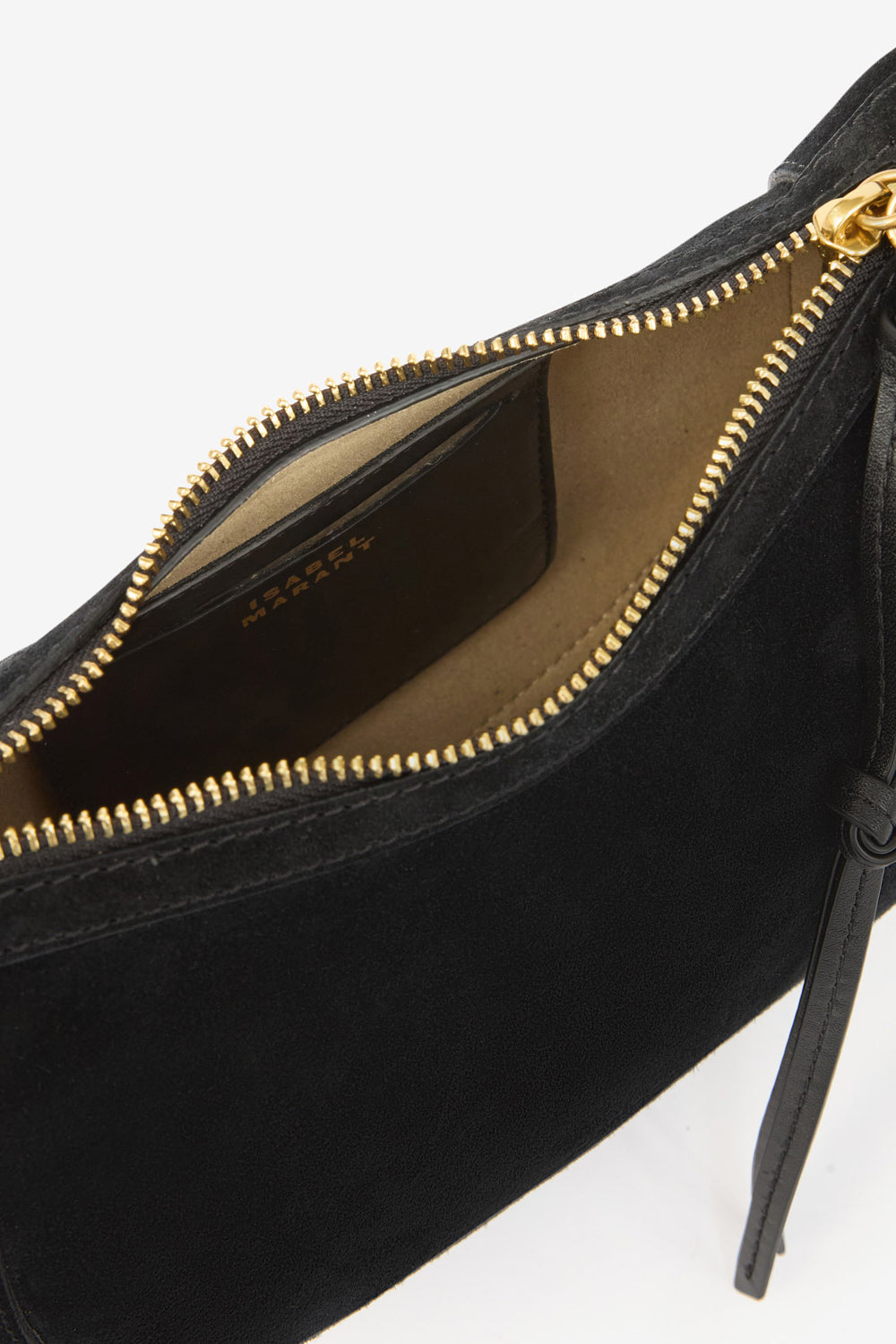 Oskan moon shoulder bag in braided suede calfskin leather - Black - Woman - 3