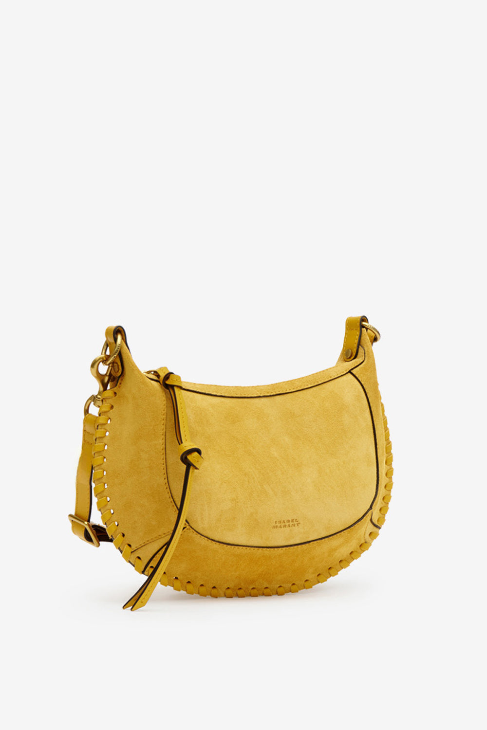 Oskan moon braided suede calfskin leather handbag - Saffron - Woman - 4