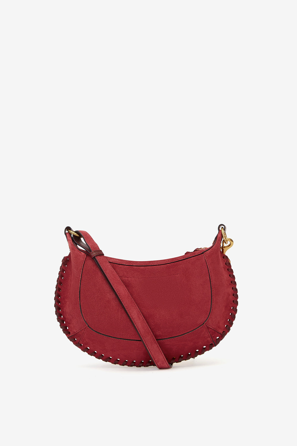 Oskan moon braided suede calfskin leather shoulder bag - Berry - Woman - 2