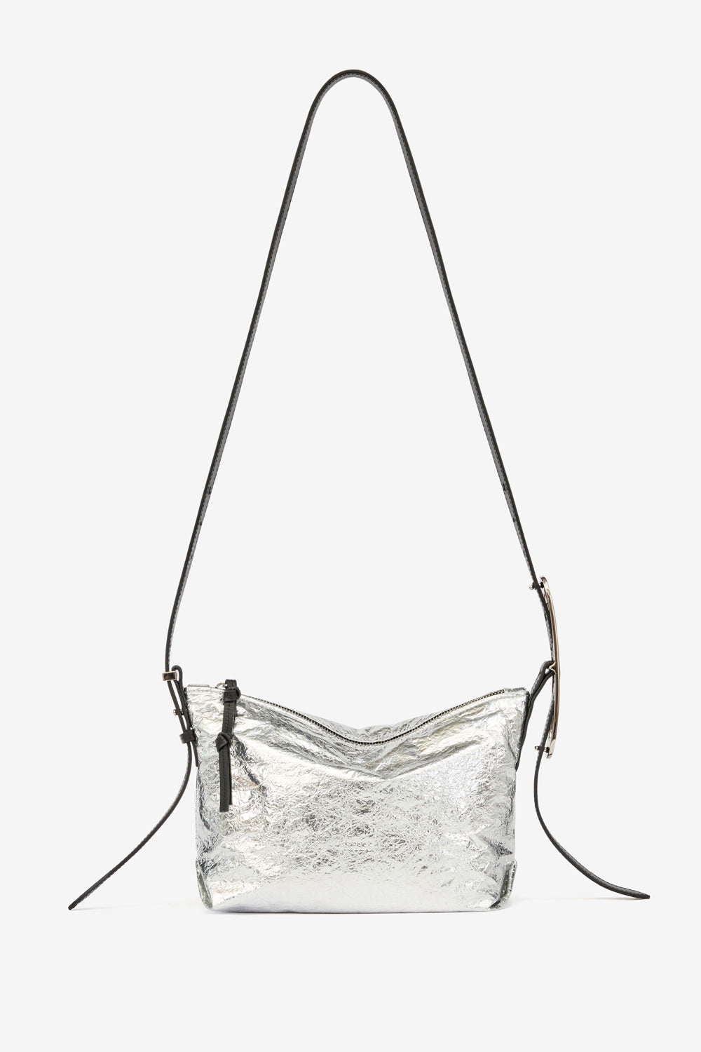 Leyden mini bag in metallic lambskin leather - Silver - Woman - 5