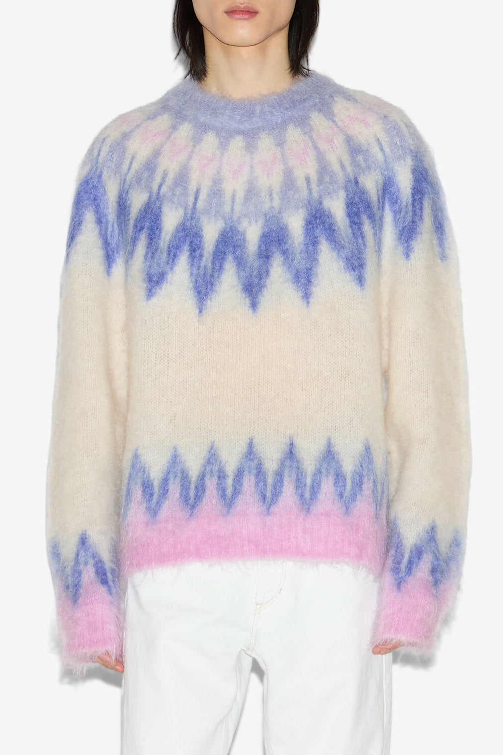 Pullover nicolas aus mohair mit „fair isle“-muster - Blau - Man - 4